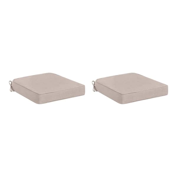 Hampton Bay 20 in. W x 20 in. D Universal Outdoor Seat Pad in Putty Beige (Set of 2)