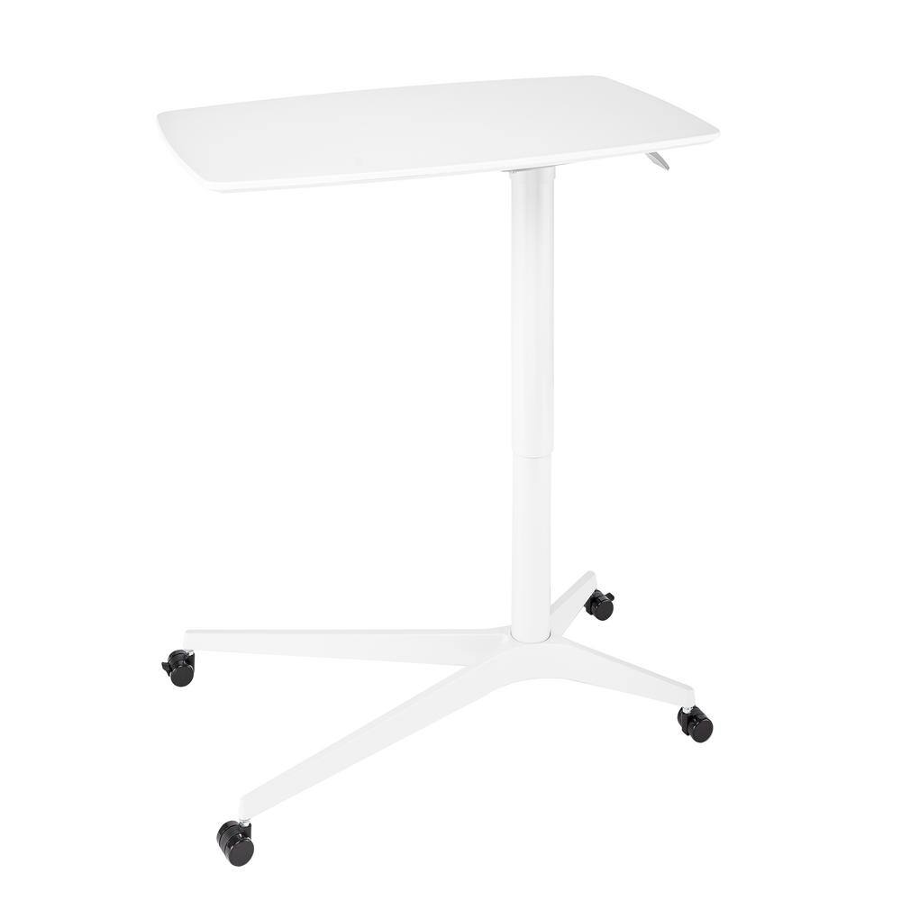White Steel Adjustable Overbed Table with Casters
