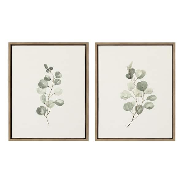 Kate and Laurel Eucalyptus 4a and Eucalyptus 4b by Maja Mitrovic Framed Nature Canvas Wall Art Print 24.00 in. x 18.00 in. (Set of 2)
