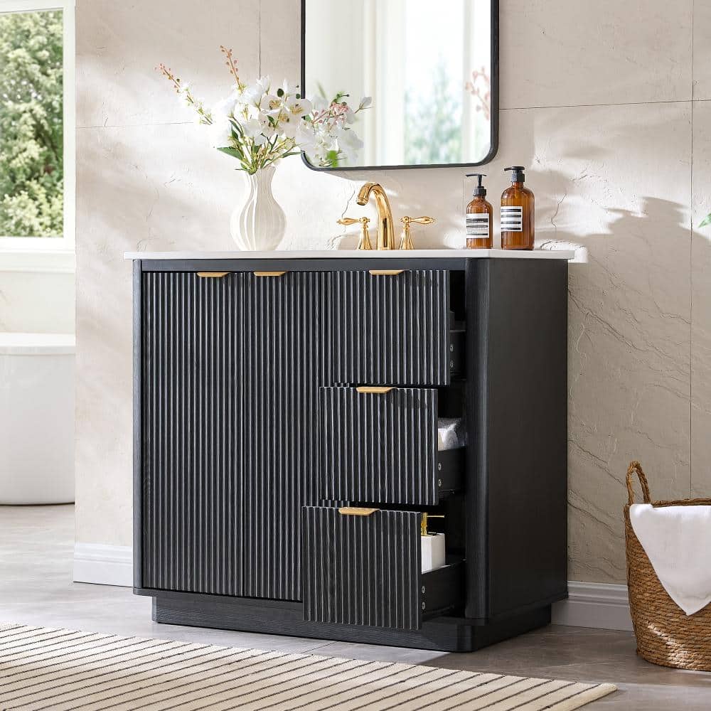 36'' Wall-Mounted Single Bathroom Vanity with Ceramic Sink Top price history on PriceWatchPro