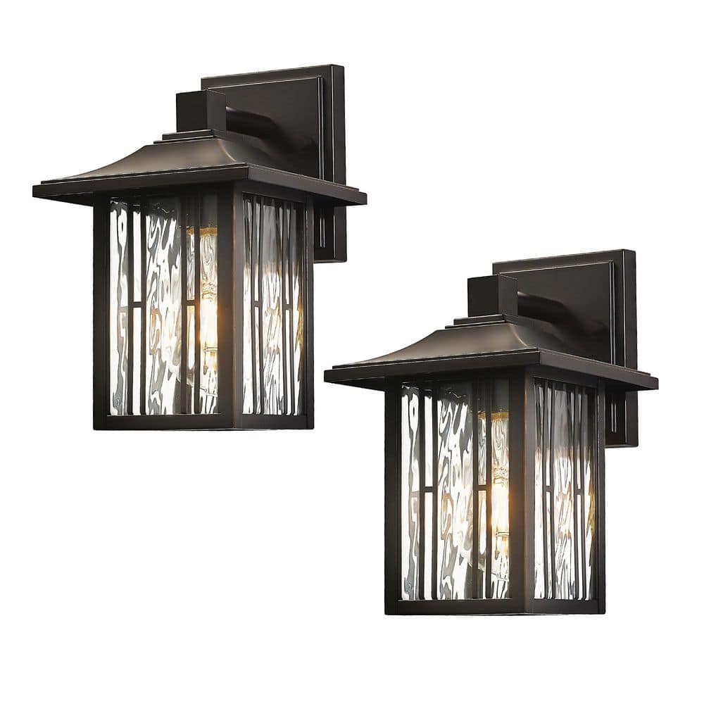 10 in. Oil Rubbed Bronze Outdoor Hardwired Wall Lantern Sconce with No Bulbs Included price history on PriceWatchPro