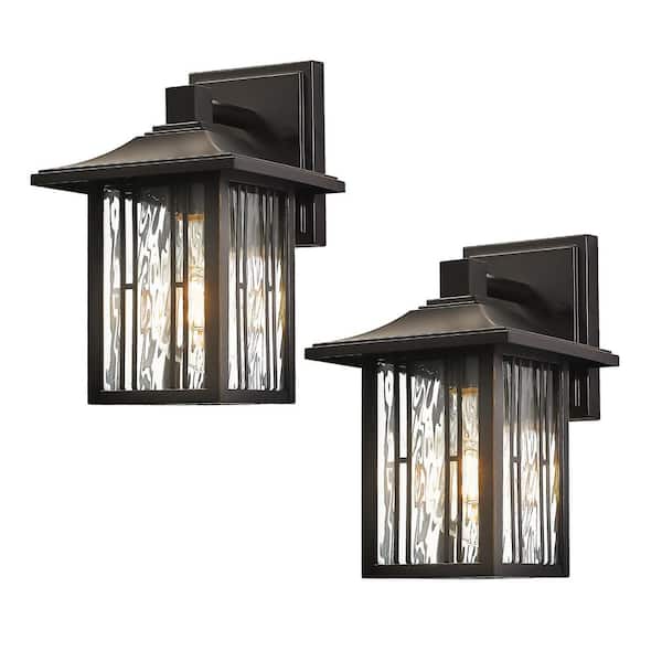 10 in. Oil Rubbed Bronze Outdoor Hardwired Wall Lantern Sconce with No Bulbs Included