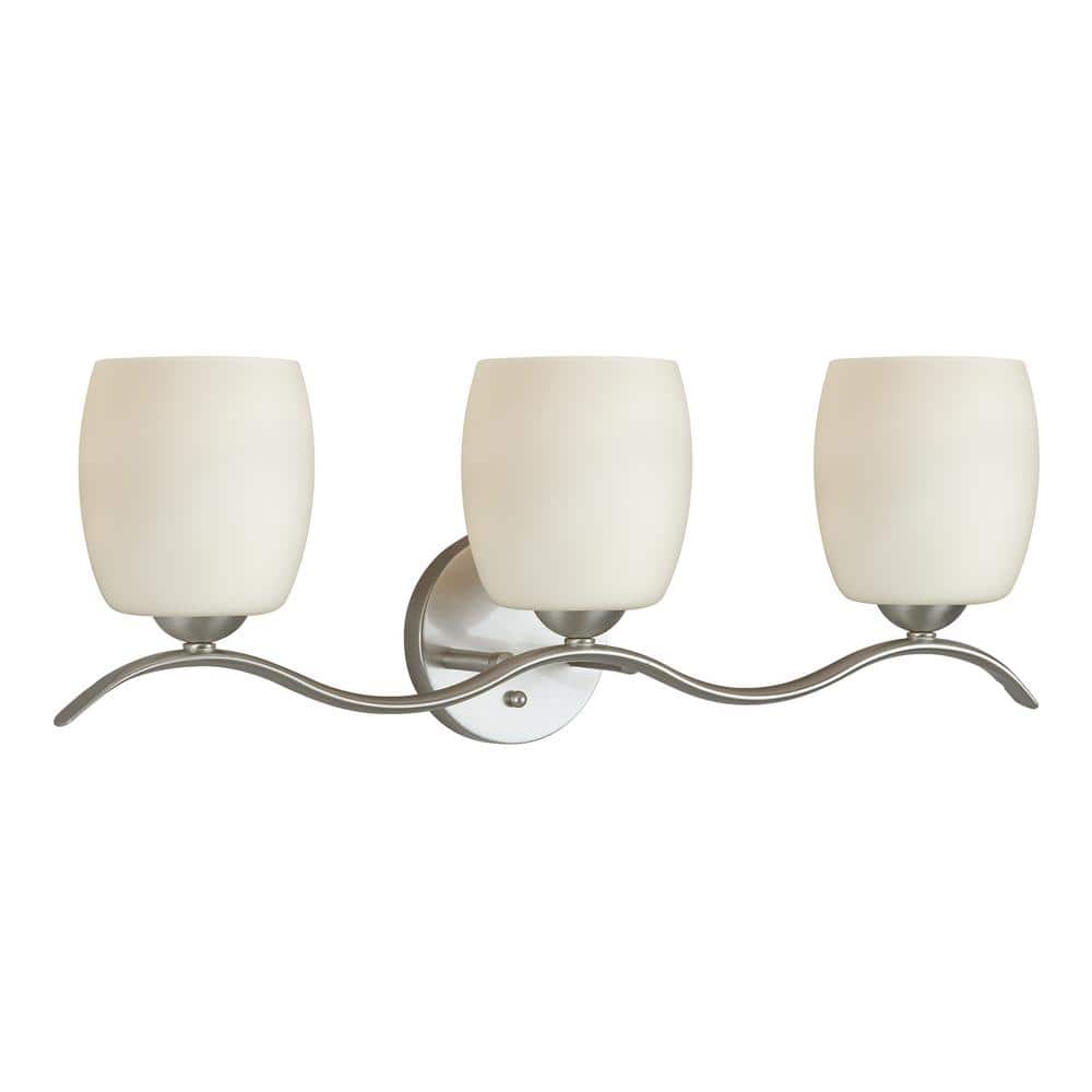Maria 3-Light Brushed Nickel Bath Vanity Light with Satin Opal Glass