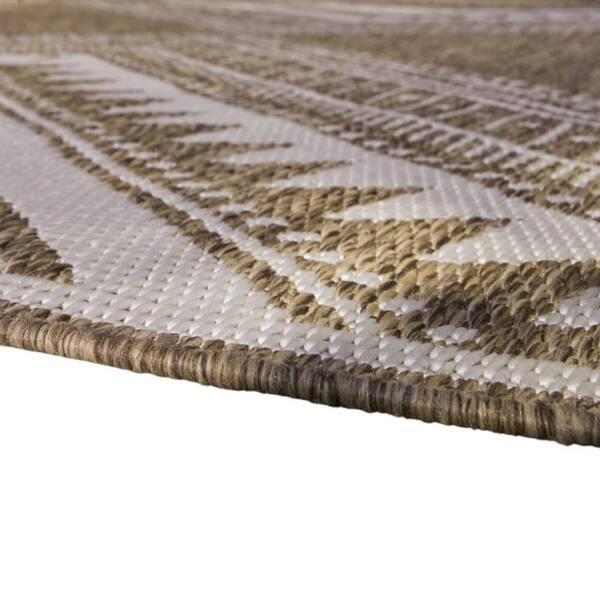 John 5 x 7 Brown and Ivory Boho Pattern Medium Area Rug Tribal Inspired