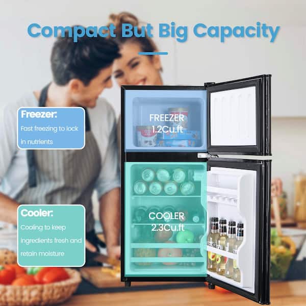 JEREMY CASS 3.5 cu. ft. Mini Refrigerator in Black with Freezer, 2
