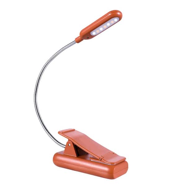 Classic 3.7 Volt 50 Lumen Integrated LED Reading Clamp Work Light Battery Operated 3.94 in. Tool Only in Mocha Brown