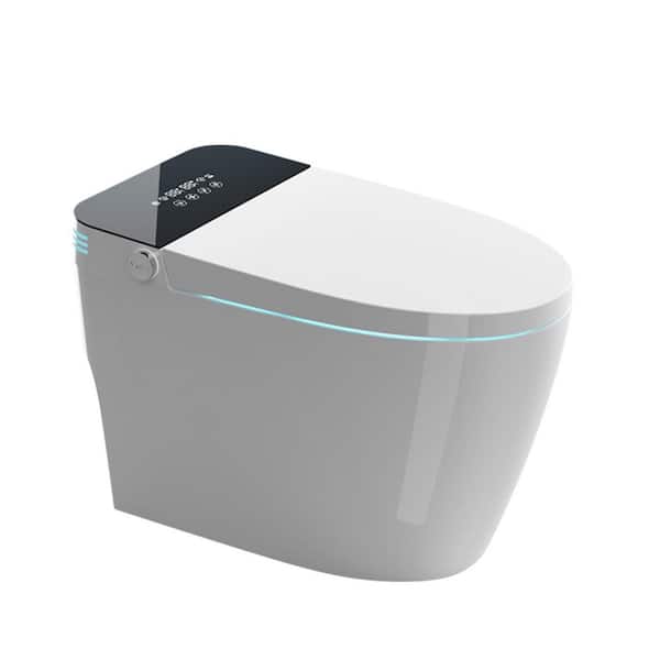 Elongated Smart Toilet Bidet in White with Auto Open/Close Cover, Rear/Lady Wash, Warm Air Dryer, LED Display, Remote