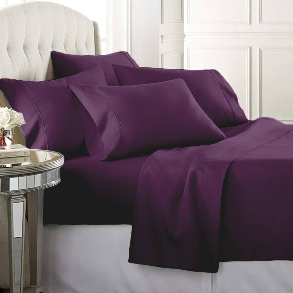 Eggplant Queen Ultra-Soft Microfiber 6-Piece Sheet Set