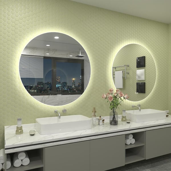 20 in. W x 20 in. H Round Frameless Super Bright LED Backlited Anti-Fog Wall Bathroom Vanity Mirror