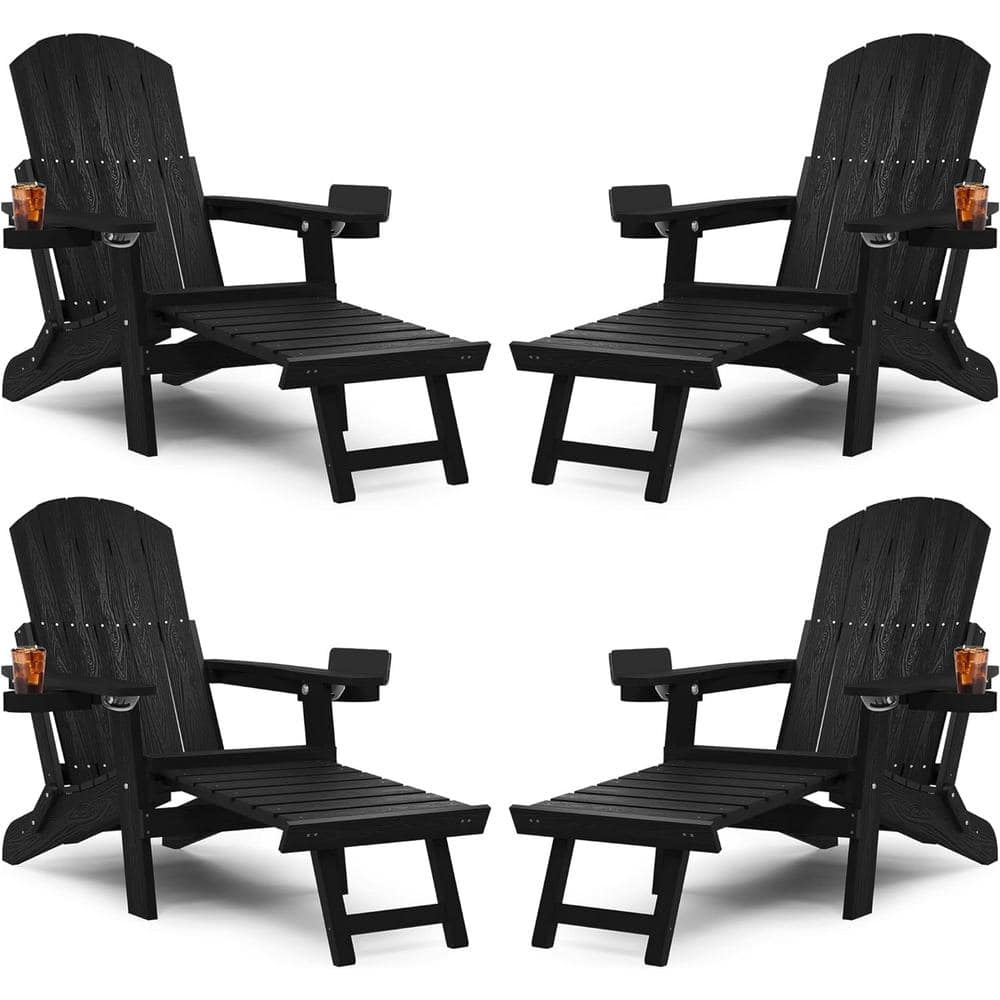 Reviews for YEFU Black Outdoor Folding Adirondack Chair with Integrated