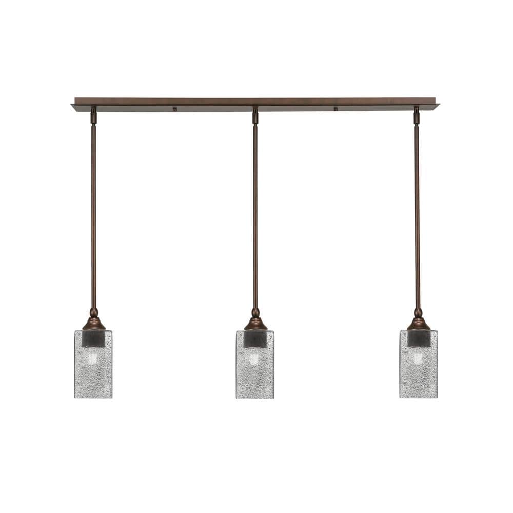 Livingston 100-Watt 3-Light Bronze Shaded Pendant Light with 3.5 in. Smoke 