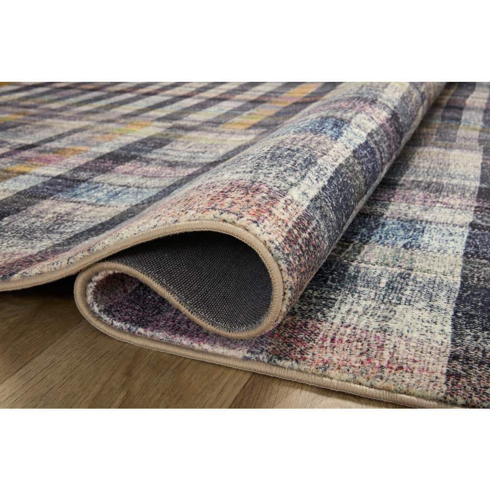 Humphrey Plum Multi-Color Plaid Synthetic Area Rug