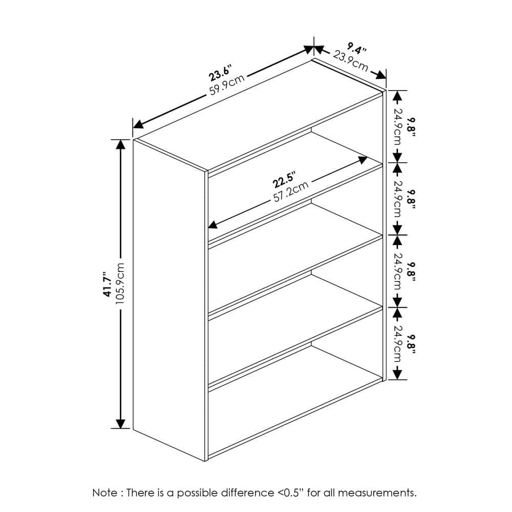 White 4-Tier Particleboard Open Shelf Bookcase
