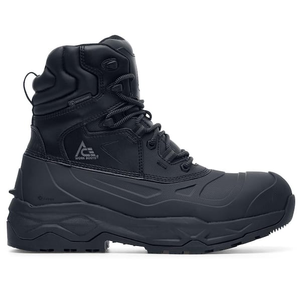 Ace Unisex Fargo II Water Resistant 7 in. Work Boots - Composite Toe- Black Size 8.5(M)
