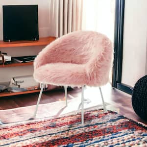 Amelia 31.5 in. Rose Faux Fur Arm Chair