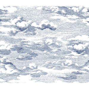 Blue Clouds Vinyl Peel and Stick Wallpaper Roll 30.75 sq. ft.