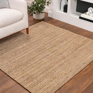 Natural 6 ft. Square Pata Hand Woven Chunky Jute Area Rug