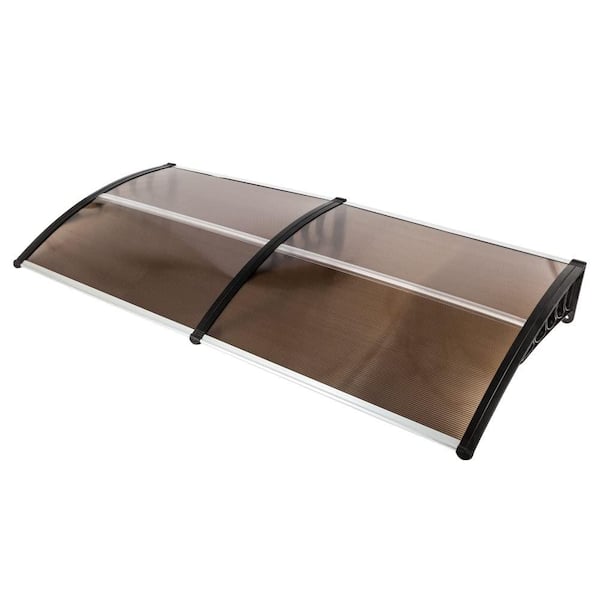 Unbranded 79 in. Polycarbonate Window Awning (10 in. H x 38 in. D) in Dark Brown Canopy/Black Bracket