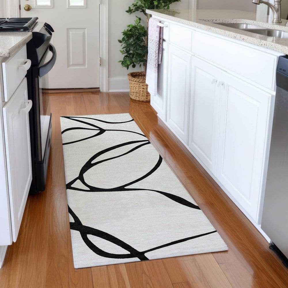 Mayfield Premium Machine Washable Abstract AMF999 White 2 ft. 3 in. x 7 ft. 6 in. Runner Rug price history on PriceWatchPro