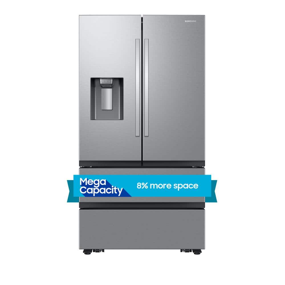 Samsung 25 cu. ft. Mega Capacity Counter Depth 4-Door French Door Refrigerator with Four Types of Ice in Stainless Steel, Silver