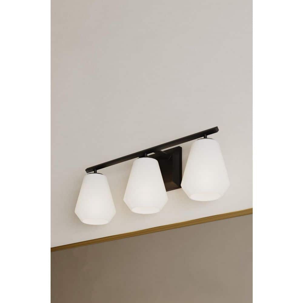 Siena 22.75 in. 3-Light Dark Matte Black Vanity Light with Alabaster Glass Shades price history on PriceWatchPro