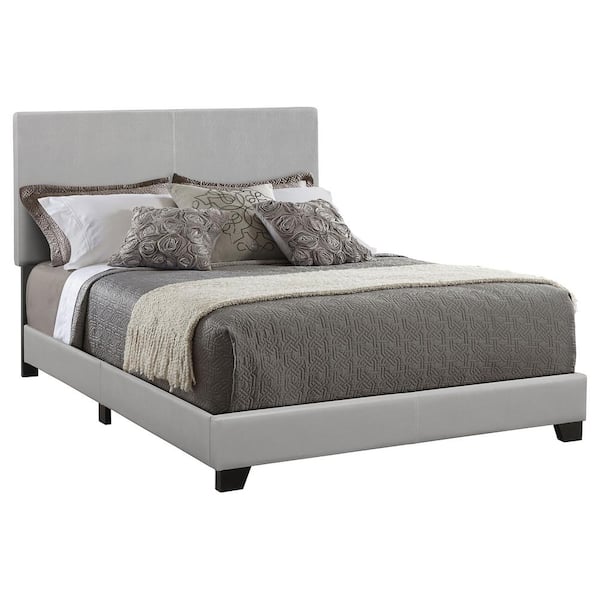 Dorian Gray Wood Frame Faux Leather Upholstered Eastern King Panel Bed