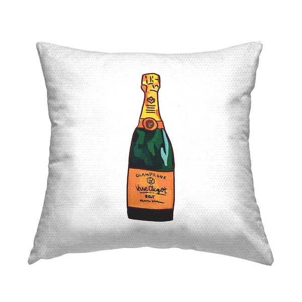 Stupell Industries Casual Champagne Bottle Orange Square Outdoor Throw Pillow