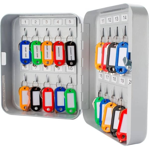 BARSKA 20-Position Steel Key Lock Box Safe with Key Lock, Gray