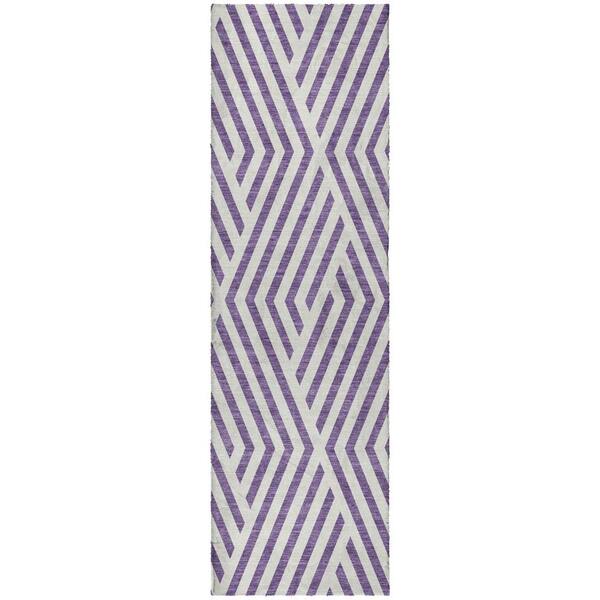 Dream Shag Premium Machine Washable Abstract ADS550 Purple 2 ft. x 7 ft. Runner Rug