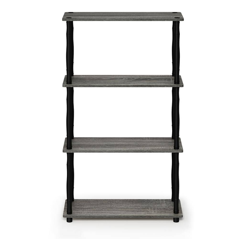 43.25 in. French Oak Gray/Black Plastic 3-shelf Etagere Bookcase with Open 