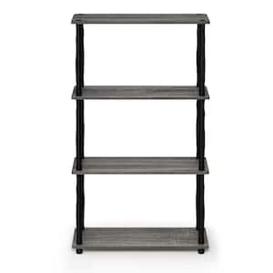 43.25 in. French Oak Gray/Black Plastic 3-shelf Etagere Bookcase with Open Back
