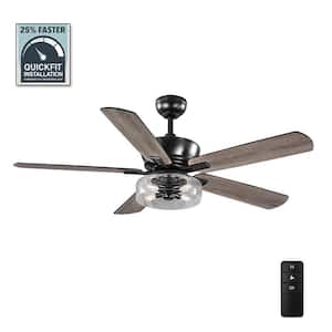Aberwell 56 in. LED Matte Black Indoor/Outdoor Ceiling Fan with Light Kit and Remote Control