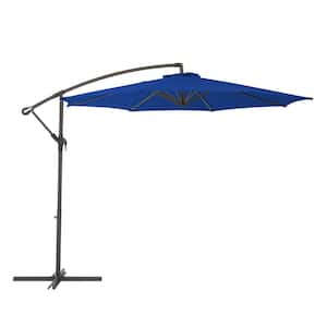 9.5 ft. Steel Cantilever UV Resistant Offset Patio Umbrella in Cobalt Blue