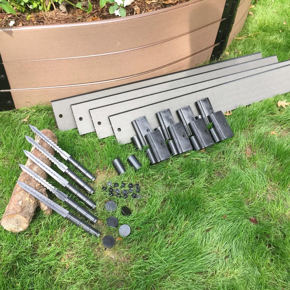 Weathered Wood Composite Straight Landscape Edging Kit