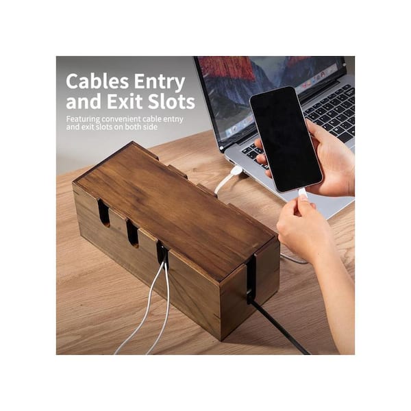 Vrbgify Wooden Large Cable Management Box Cord Hider Desk