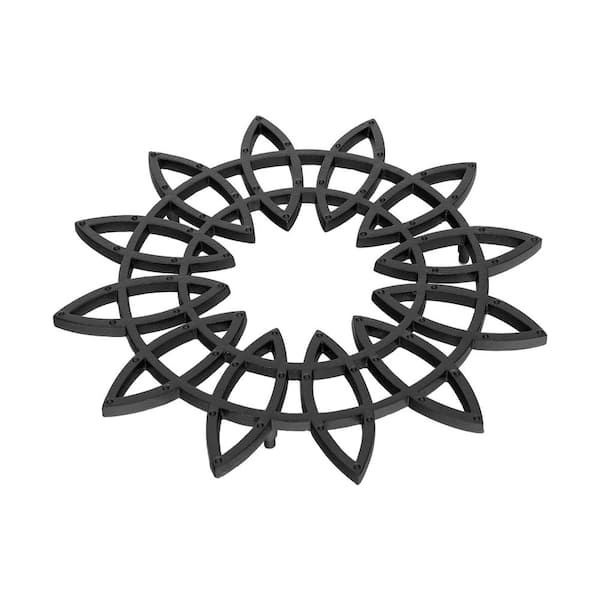 Achla Designs 12 in. W Black Powedercoat Finish Wrought Iron Flower Trivet (Set of 2)