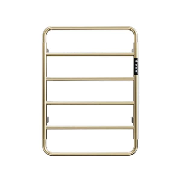 Electric Tower Warmer 6 Bar Wall Mounted Heated Tower Rack Plug-In/Hardwired in Brushed Gold