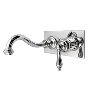 Vintage Single-Handle Wall-Mount Bathroom Faucets in Polished Chrome