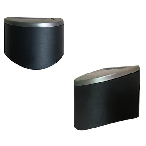 Hampton Bay 2-Toned Black Integrated LED Outdoor Solar Deck Rail Light with Brushed Nickel Top (2-Pack)