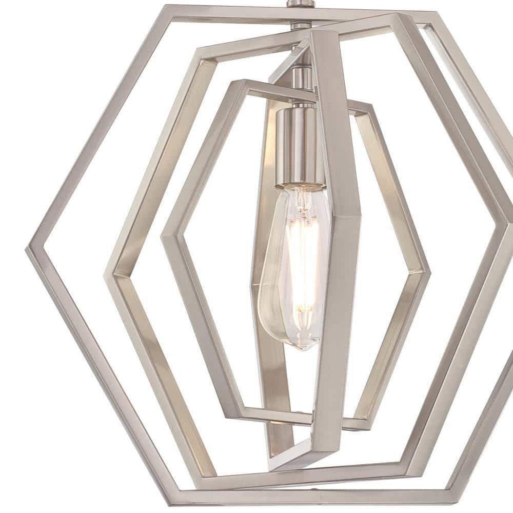 Brushed Nickel Geometric Hexagon 1-Light Pendant