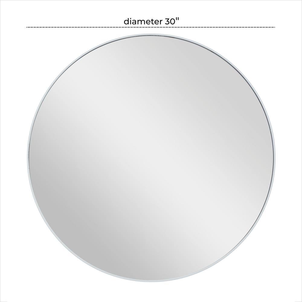 30" Sleek Black Wood Round Wall Mirror