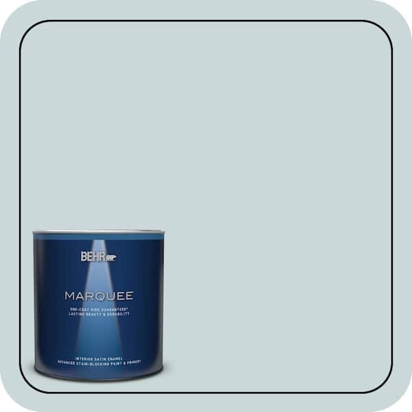 BEHR MARQUEE 1 qt. #PPU13-16 Offshore Mist One-Coat Hide Satin Enamel Interior Paint & Primer