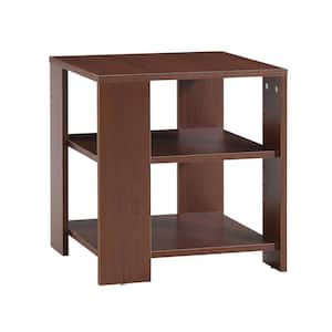17.7 in. Classic Brown Square 3-Tier Wood Small Side Table Living Room Sofa End Table with Storage Shelves Nightstand