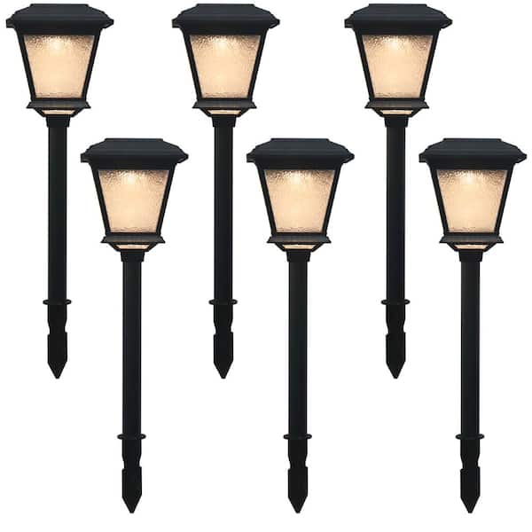 Hampton Bay Solar 15 Lumens Black Outdoor Integrated LED Landscape Path Light (6-Pack); Weather/Water/Rust Resistant