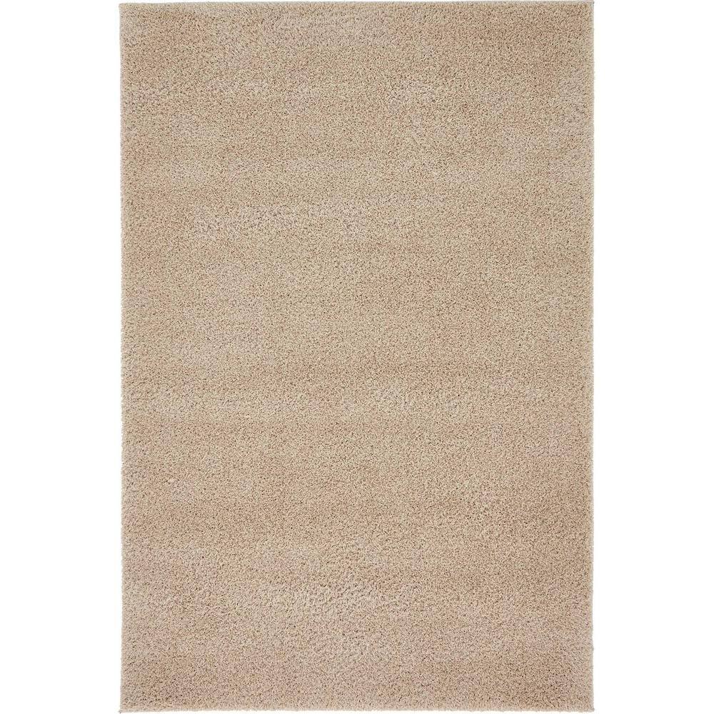 Serenity Soft Shag 4' x 6' Brown Synthetic Rug for Kids