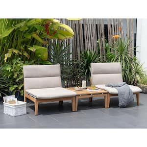 Puglia 3-Piece 100% FSC Solid Teak Outdoor Patio Conversation Set with Coral Sand Cushions