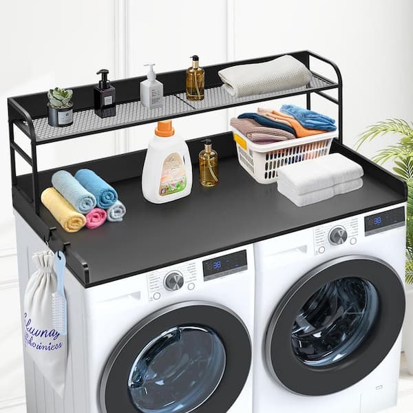 Washer Dryer Countertop 54 in. x 27 in. Laminate Countertops in Polished Black with Standard Edge for Laundry Room