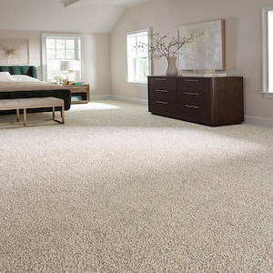 Radiant Retreat III Coastal Cream Beige 73 oz. Polyester Textured Installed Carpet
