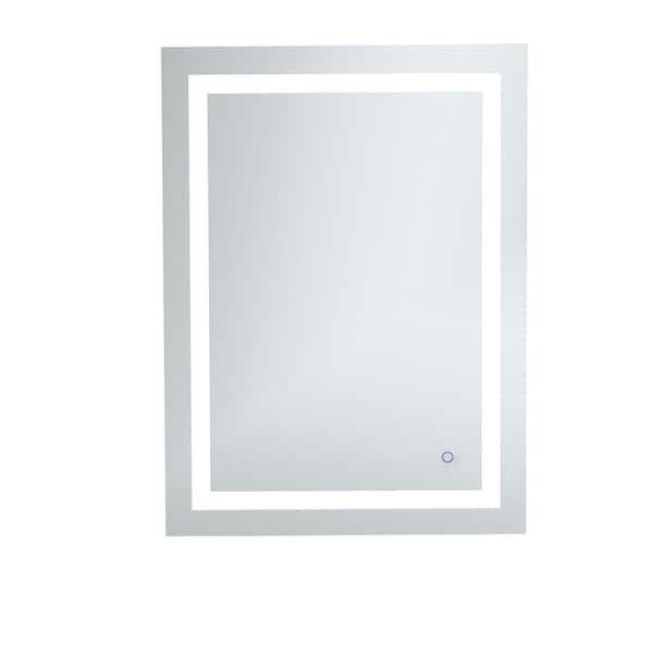 Unbranded Timeless Home 27 in. W x 36 in. H Rectangle Frameless Silver LED Mirror