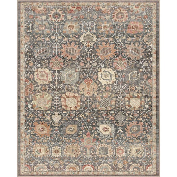 Apollo Serapi Vienna Medallon Vintage, Gray Beige 7 ft. 10 in. x 9 ft. 10 in. Area Rug